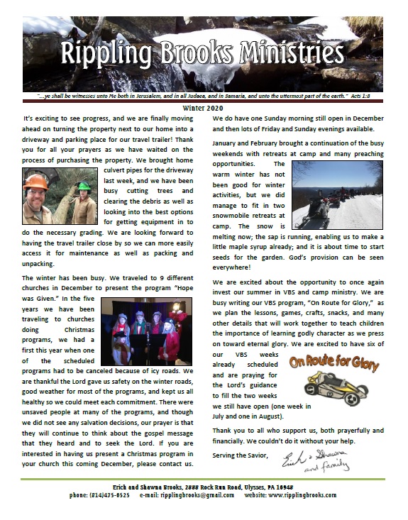 Winter newsletter 2020 as picture